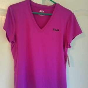 FILA Women's Pink V-Neck Top